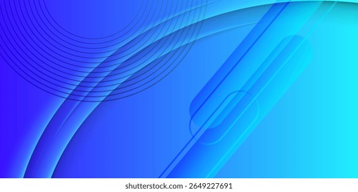 Gradient blue abstract design with diagonal lines, circles, and geometric shapes. Perfect for tech, business, presentations, and digital media projects.