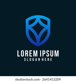 Gradient blue abstract shield logo with geometric lines