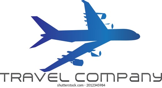 Gradient blue air plane logo, for travel company and airports. vector design.