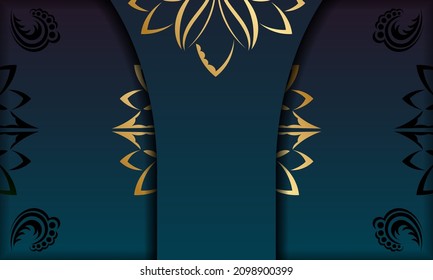 Gradient blue background with greek gold ornaments and space for your logo