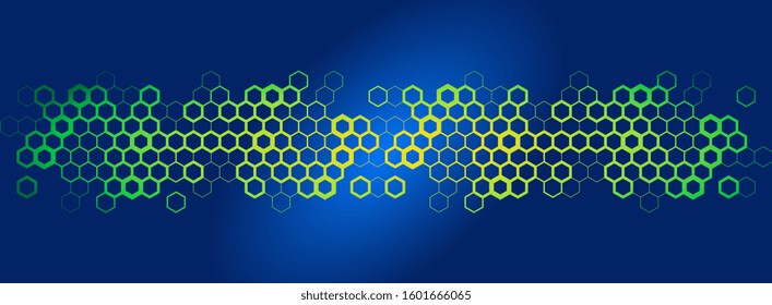 Gradient blue background with honeycomb shapes