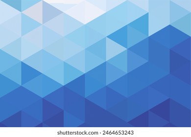 Gradient blue background on triangle pattern. Geometric abstract pixel background.