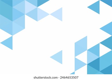 Gradient blue background on triangle pattern with copy space. Geometric abstract pixel background.