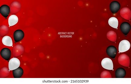 Farbiger blauer Hintergrund mit realistischer Ballonvektorgrafik. Eleganter Geburtstagshintergrund