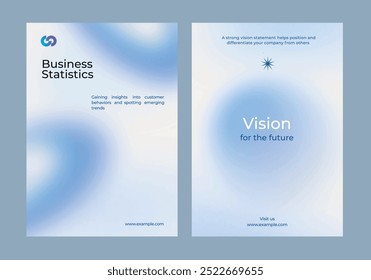 Conjunto de Vector de Plantilla de póster de negocios azul degradado. Conjunto de Vector del cartel azul pastel del negocio. Afiche anual de negocios de Profesional. Conjunto de diseño de póster minimalista y simple. 