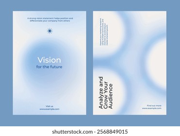 Gradient blue business poster template vector set. Vector set of business pastel blue poster. Professional business annual poster. Minimal and simple poster design set.