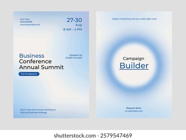 Gradient blue business poster template vector set. Vector set of business blue poster. Professional business annual Minimal and simple design set. Business report poster in blue