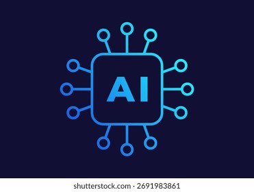 Icono degradado de blue chip que simboliza tecnología avanzada, procesamiento neuronal e inteligencia digital. Perfecto para datos y efectos visuales de aprendizaje automático.