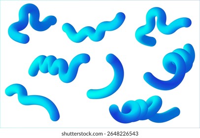 Gradiënt blauw kleur organische abstracte doodle lijn vormen wervelende krommen. Vrije hand sketchy stijl.