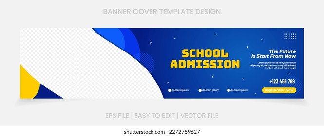 gradient blue color simple banner design. admission template social media cover.