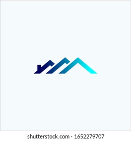 gradient blue color three house vector design template 