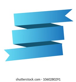 Gradient blue color vector ribbons, banners or label on white background.