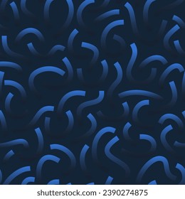 Gradient blue curved lines isolated on white background. Transparent Bold Squiggles. Monochrome geometric seamless pattern.