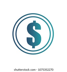 Gradient blue dollar icon isolated on white background. Vector illustration.