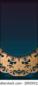 Gradient blue gradient flyer template with vintage gold ornaments ready to print.