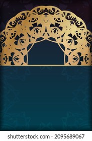 Gradient blue gradient flyer template with vintage gold pattern ready to print.