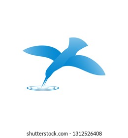 Gradient blue flying bird elegant premium. Can use for Logo or Icon