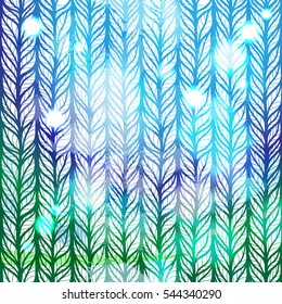 Gradient blue and green abstract pattern with hand drawn stylize
