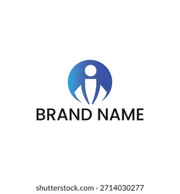 Diseño de logotipo de figura humana azul degradado en ventana circular, icono de éxito de Personas modernas Abstractas - concepto de identidad Corporativa