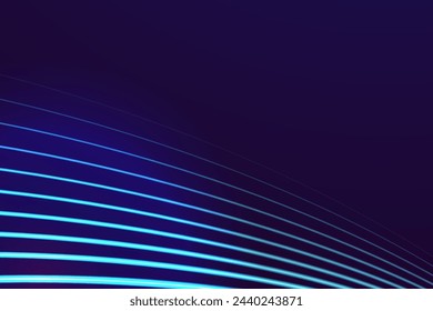 Gradient blue laser glowing abstract background. Futuristic presentation horizontal web banner. Modern tech style. Dynamic graphic template for wallpaper, mobile screen