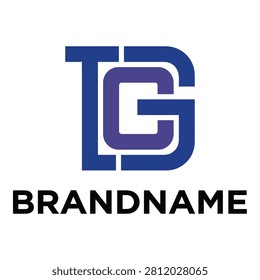 Gradient blue logo design with letters TG and brandname text icon