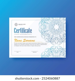 Gradient Blue mandala award certificate template