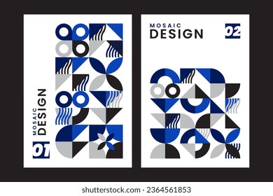 colección de cubiertas de mosaico azul degradado