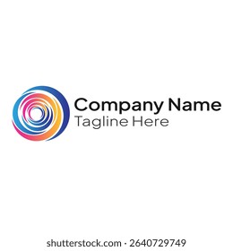 Gradient blue and gradient orange circle wave logo template for business and company