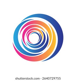 Gradient blue and gradient orange circle wave logo template for business and company