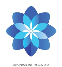 Gradient Blue Petals in Circular Pattern – Abstract Nature Symbol