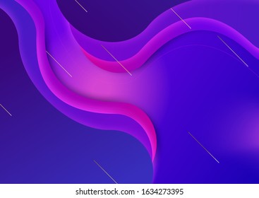 Gradient with blue and pink lines, falling stars. Template for digital commercial use, banner, flyer, site, app. Modern design background.