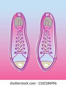 gradient blue pink sneakers isolated