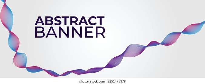 Pancarta del vector rosa azul gradiente con diseño de líneas de onda abstracta