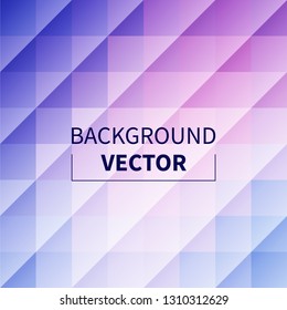 Gradient of blue, pink and white abstract triangles pattern. Calm vector background. Geometric figures. 