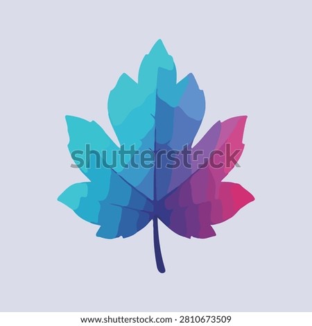 Gradient blue purple maple leaf flat gradient vector botanical illustration