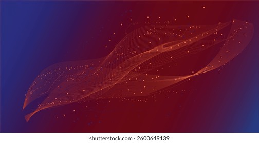 Gradient blue and red mesh with glitter abstract background with a soft curve and smooth lighting.