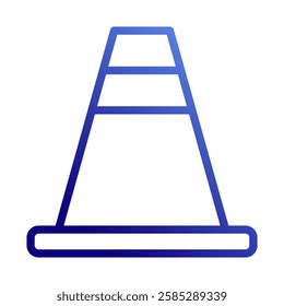 Gradient Blue Road Cone Isolated Illustration