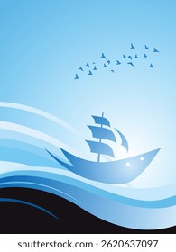 Gradient blue sailing vector background