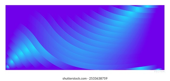 Gradient Blue Stripes with Neon Light Effect - Blank Banner Illustration