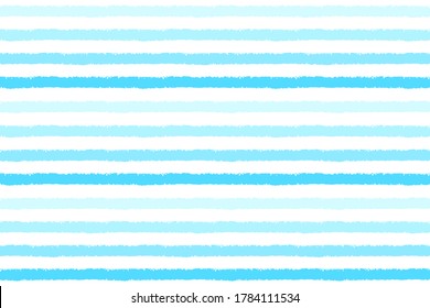Gradient blue stripes seamless vector pattern. Deckled textured rough edge. Chalk, brush, crayon drawn striped rectangle background. Hand drawn wide bars, strips, streaks, lines endless texture.