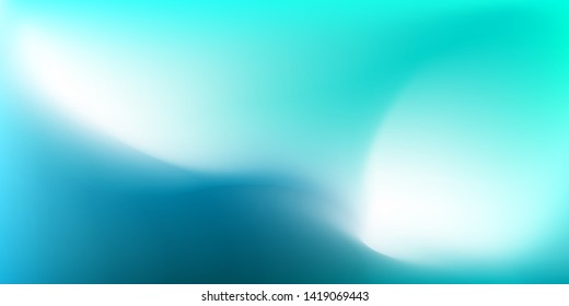 Gradient blue teal green wave background. Abstract Blurred mint white turquoise backdrop. Vector illustration for your graphic design, banner, summer, wallpaper or aqua poster