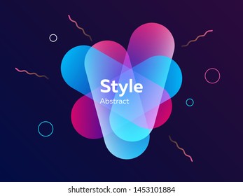 Gradient blue and violet abstract graphic elements on blue background. Dynamic colored form and line. Banner with capsule shapes. Template for logo, flyer, presentation design. Vector illustration