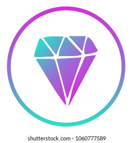 Gradient Blue, Violet, Pink Diamond Treasure Rich Gem Jewel. Flat Line Icon, Sign, Symbol Isolated Background. Graphic Design Abstract Art, Elements, Vector Illustration EPS 10