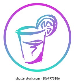 Gradient Blue, Violet, Pink of Drinks Cocktail, Wine, Beer, Alcohol, Vodka. Flat Line Icon, Sign, Symbol Isolated Background. Graphic Design Abstract Art, Elements, Vector Illustration EPS 10