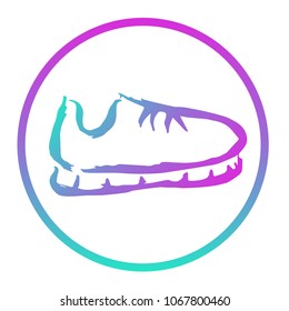 Gradient Blue, Violet, Pink of Foot Fashion Rubber Sports Shoes. Flat Line Icon, Sign, Symbol Isolated Background. Graphic Design Abstract Art, Elements, Vector Illustration EPS 10