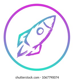 Gradient Blue, Violet, Pink of Rocket Spaceship Science Technology. Flat Line Icon, Sign, Symbol Isolated Background. Graphic Design Abstract Art, Elements, Vector Illustration EPS 10