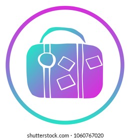 Gradient Blue, Violet, Pink Travel Bag. Flat Line Icon, Sign, Symbol Isolated Background. Graphic Design Abstract Art, Elements, Vector Illustration EPS 10