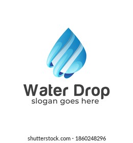 diseño del logotipo de degradado azul con gota de agua