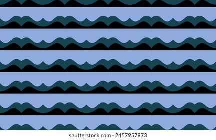 gradient blue wave background illustration vector image, pink gradient curve horizontal strip row paper cut Thai traditional fabric patter
