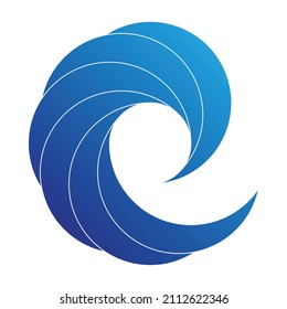 Gradient blue wave. Vector illustration on white background.